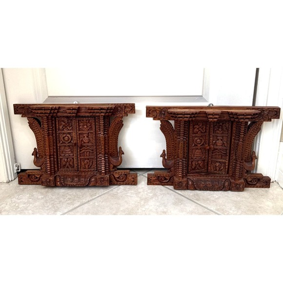 The Unbranded Brand Other - 2 Peacock Ankhi Jhyal/Nepalese Antique Architectural Vintage Window/Wooden Frame